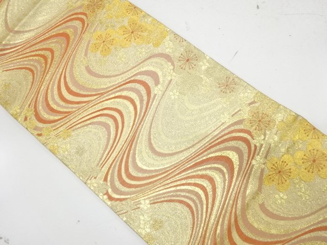 JAPANESE FUKURO OBI / WOVEN UME & STREAM